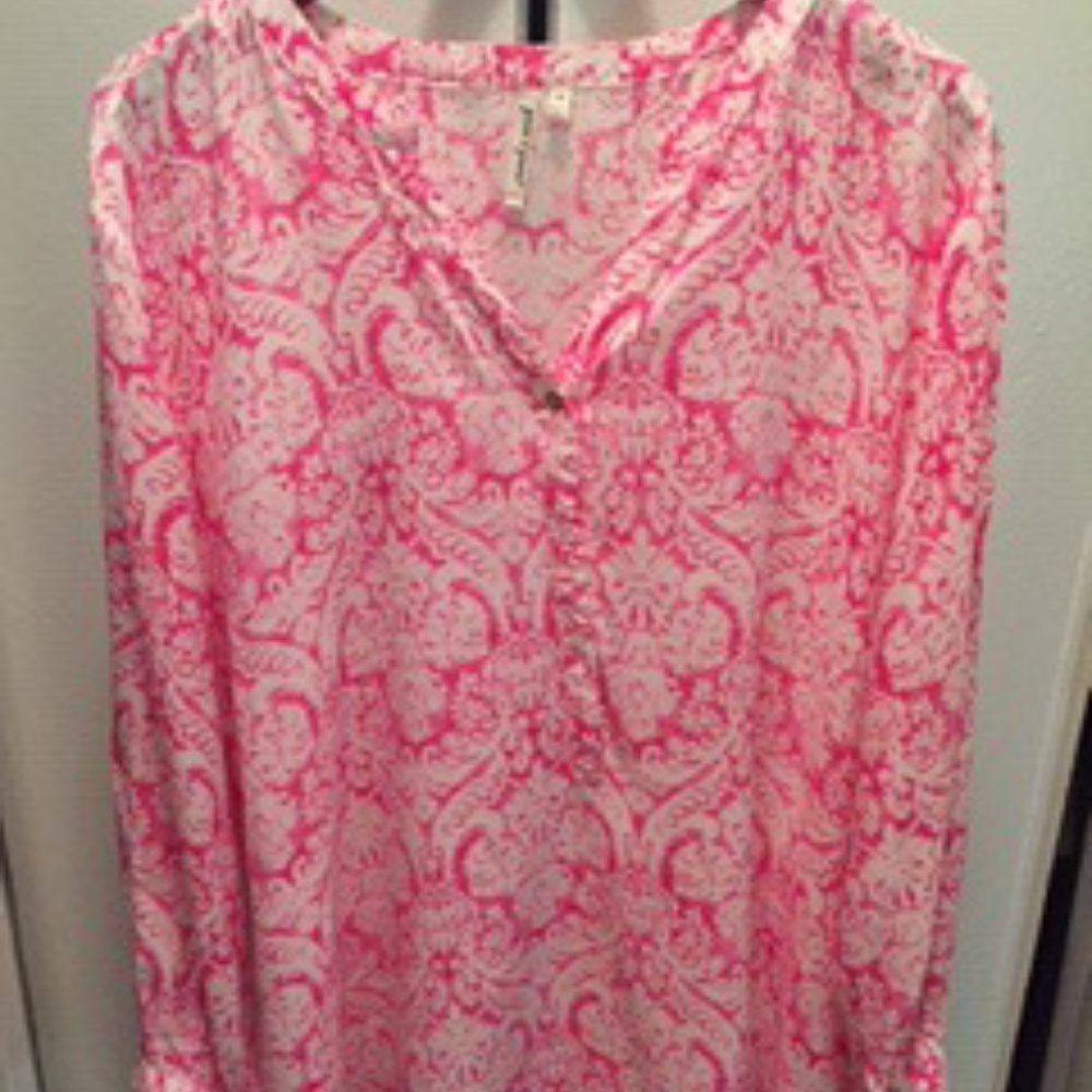 Pink & White Paisley Blouse
